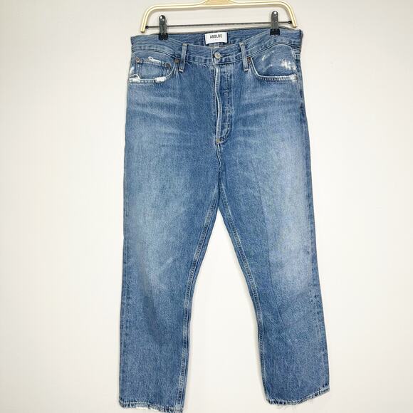 Agolde Womens Riley Jeans High Rise Straight Crop Leg Denim Frequency Size 30 - Picture 3 of 9